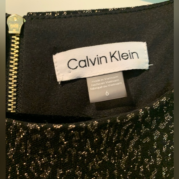 Calvin Klein Womens Metallic Ruffled Cocktail and Party Dress Size 6 - Picture 8 of 8
